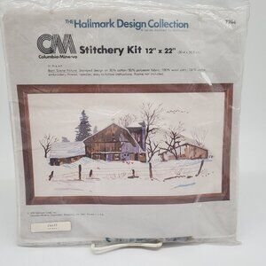 Columbia Minerva Hallmark Design Collection Stitchery Kit 12" x 22" Barn Scene